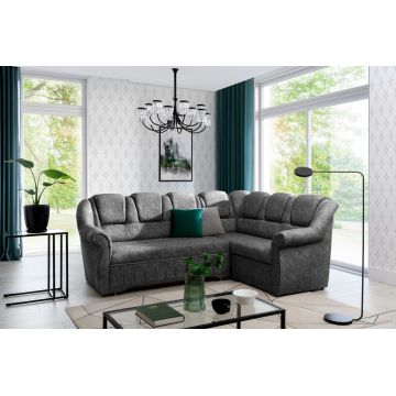 Coltar extensibil dreapta 3 locuri ELTAP, LII-094, Lord II, 243x195x112 cm, lemn/poliester, gri