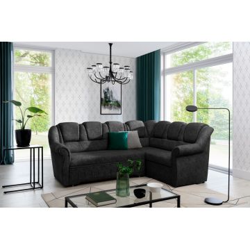Coltar extensibil dreapta 3 locuri ELTAP, LII-096, Lord II, 243x195x112 cm, lemn/poliester, gri inchis