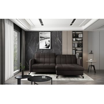 Coltar extensibil dreapta 3 locuri ELTAP, Lore-08, Lorelle, 225x160x105 cm, lemn/poliester, maro inchis