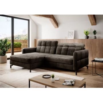 Coltar extensibil dreapta 3 locuri ELTAP, Lore-147, Lorelle, 225x160x105 cm, lemn/poliester, bej inchis