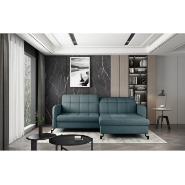 Coltar extensibil dreapta 3 locuri ELTAP, Lore-16, Lorelle, 225x160x105 cm, lemn/poliester, albastru