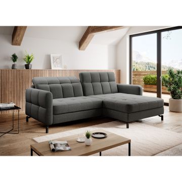 Coltar extensibil dreapta 3 locuri ELTAP, Lore-28, Lorelle, 225x160x105 cm, lemn/poliester, gri deschis