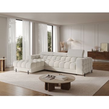 Coltar extensibil dreapta 3 locuri ELTAP, LT-01ROY, Felro, 285x181x93 cm, lemn/poliester, alb