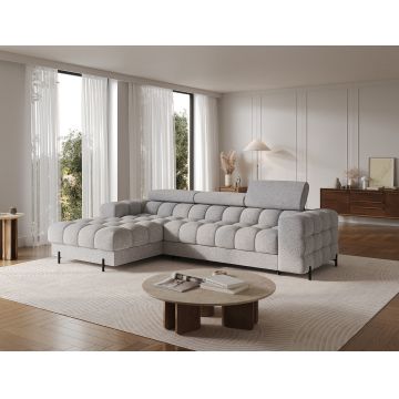 Coltar extensibil dreapta 3 locuri ELTAP, LT-03PEL, Felro, 285x181x93 cm, lemn/poliester, gri deschis