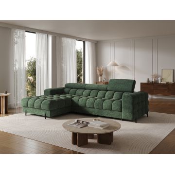 Coltar extensibil dreapta 3 locuri ELTAP, LT-35AMO, Felro, 285x181x93 cm, lemn/poliester, verde inchis