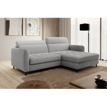 Coltar extensibil dreapta 3 locuri ELTAP, RT-03RAQ, Gomsi, 228x165x100 cm, lemn/poliester, gri deschis