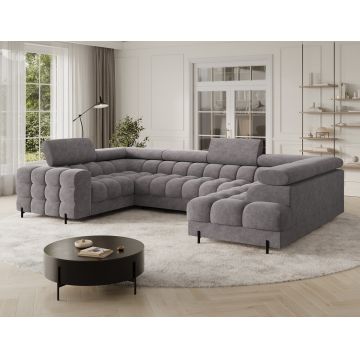 Coltar extensibil dreapta 3 locuri ELTAP, RT-04AU, Fectory, 346x205x93 cm, lemn/poliester, gri inchis