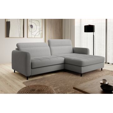 Coltar extensibil dreapta 3 locuri ELTAP, RT-04ROY, Gomsi, 228x165x100 cm, lemn/poliester, gri deschis