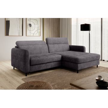 Coltar extensibil dreapta 3 locuri ELTAP, RT-05TOU, Gomsi, 228x165x100 cm, lemn/poliester, gri inchis