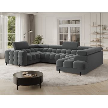 Coltar extensibil dreapta 3 locuri ELTAP, RT-06SO, Fectory, 346x205x93 cm, lemn/poliester, gri inchis