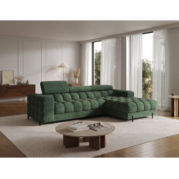 Coltar extensibil dreapta 3 locuri ELTAP, RT-35AMO, Felro, 285x181x93 cm, lemn/poliester, verde inchis