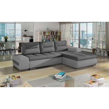 Coltar extensibil dreapta 4 locuri ELTAP, Ov36, Ottavio, 275x180x85 cm, lemn/poliester, gri inchis/gri