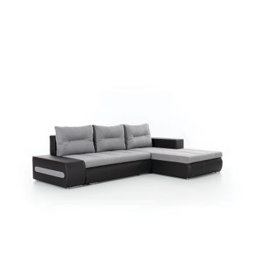 Coltar extensibil dreapta 4 locuri ELTAP, Ov51, Ottavio, 275x180x85 cm, lemn/poliester, gri deschis/negru