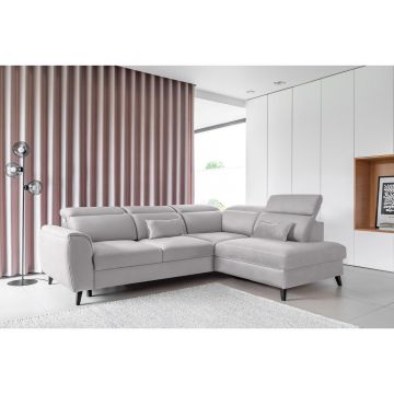 Coltar extensibil dreapta 4 locuri ELTAP, RT-03NU, Noble, 255x201x100 cm, lemn/poliester, gri deschis