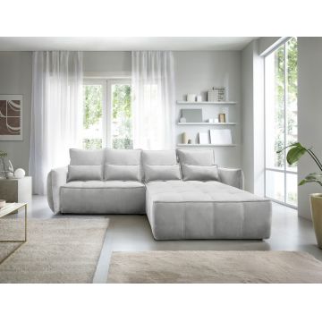 Coltar extensibil dreapta 4 locuri ELTAP, RT-03REL, Campo, 265x196x88 cm, lemn/poliester, gri deschis