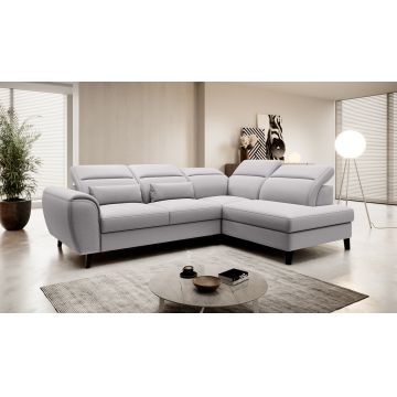 Coltar extensibil dreapta 4 locuri ELTAP, RT-04GO, Noble, 255x201x100 cm, lemn/poliester, gri deschis