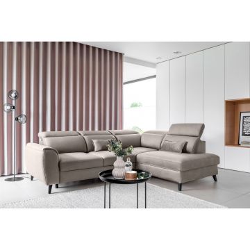 Coltar extensibil dreapta 4 locuri ELTAP, RT-04LO, Noble, 255x201x100 cm, lemn/poliester, gri