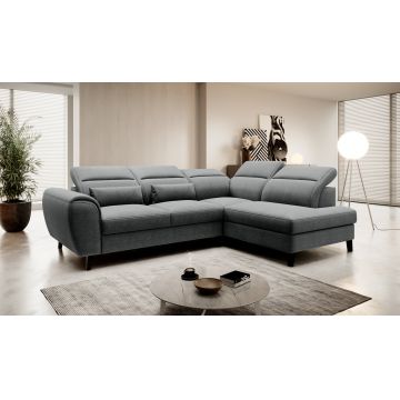 Coltar extensibil dreapta 4 locuri ELTAP, RT-05VER, Noble, 255x201x100 cm, lemn/poliester, gri inchis