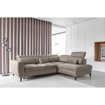 Coltar extensibil dreapta 4 locuri ELTAP, RT-07SAV, Noble, 255x201x100 cm, lemn/poliester, bej inchis