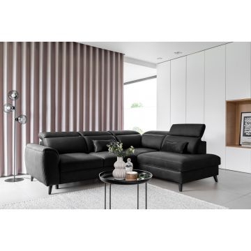 Coltar extensibil dreapta 4 locuri ELTAP, RT-10SAV, Noble, 255x201x100 cm, lemn/poliester, negru