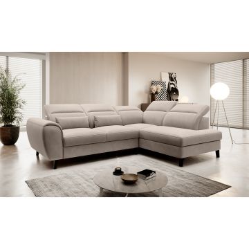 Coltar extensibil dreapta 4 locuri ELTAP, RT-18SO, Noble, 255x201x100 cm, lemn/poliester, bej