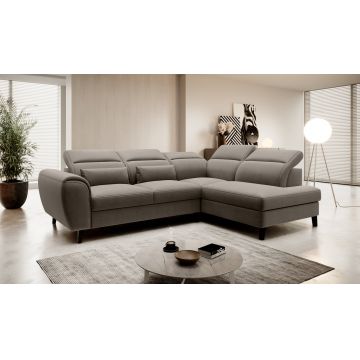 Coltar extensibil dreapta 4 locuri ELTAP, RT-18VER, Noble, 255x201x100 cm, lemn/poliester, bej inchis