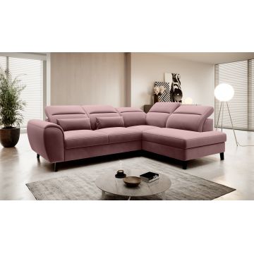 Coltar extensibil dreapta 4 locuri ELTAP, RT-24VE, Noble, 255x201x100 cm, lemn/poliester, roz
