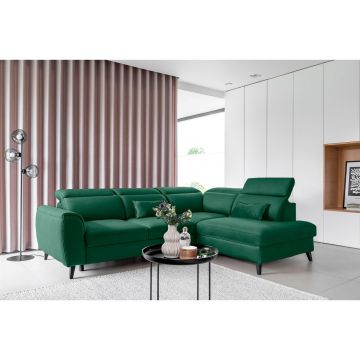 Coltar extensibil dreapta 4 locuri ELTAP, RT-35LU, Noble, 255x201x100 cm, lemn/poliester, verde inchis