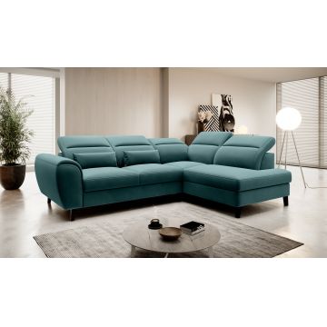 Coltar extensibil dreapta 4 locuri ELTAP, RT-38VE, Noble, 255x201x100 cm, lemn/poliester, verde