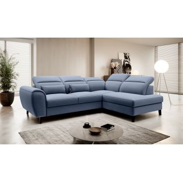 Coltar extensibil dreapta 4 locuri ELTAP, RT-40GO, Noble, 255x201x100 cm, lemn/poliester, albastru