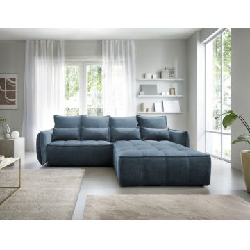 Coltar extensibil dreapta 4 locuri ELTAP, RT-40MAN, Campo, 265x196x88 cm, lemn/poliester, albastru inchis