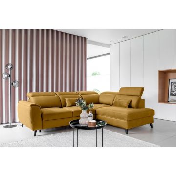 Coltar extensibil dreapta 4 locuri ELTAP, RT-45LO, Noble, 255x201x100 cm, lemn/poliester, mustar