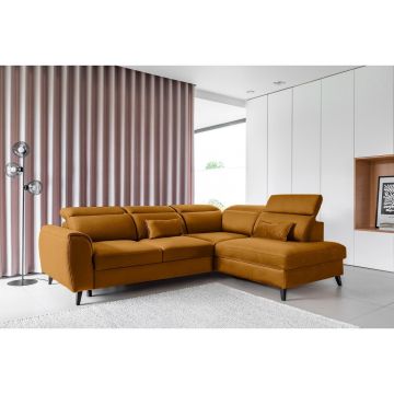 Coltar extensibil dreapta 4 locuri ELTAP, RT-45NU, Noble, 255x201x100 cm, lemn/poliester, mustar