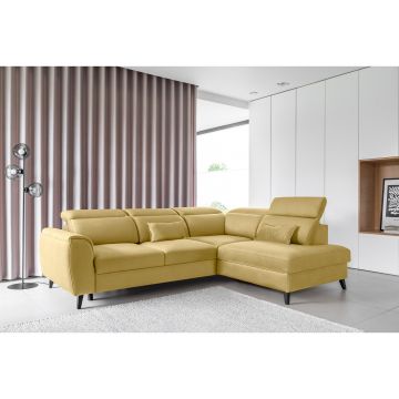 Coltar extensibil dreapta 4 locuri ELTAP, RT-45SAV, Noble, 255x201x100 cm, lemn/poliester, galben