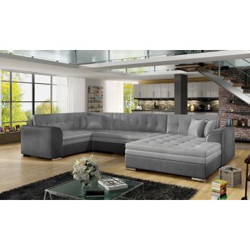 Coltar extensibil dreapta 5 locuri ELTAP, Damario, 338x189x78 cm, lemn/poliester, gri deschis/gri inchis