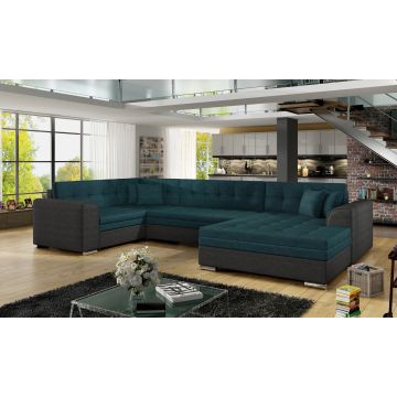 Coltar extensibil dreapta 5 locuri ELTAP, Damario, 338x189x78 cm, lemn/poliester, verde inchis/gri inchis