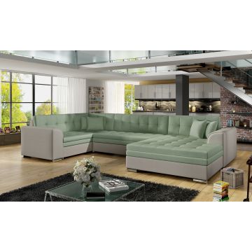 Coltar extensibil dreapta 5 locuri ELTAP, Damario, 338x189x78 cm, lemn/poliester, verde menta/gri