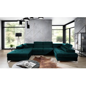 Coltar extensibil dreapta 5 locuri ELTAP, Edr-100, Eduardo, 337x205x88 cm, lemn/poliester, verde inchis