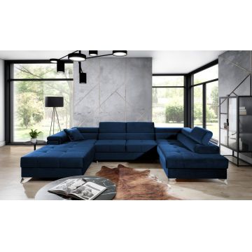 Coltar extensibil dreapta 5 locuri ELTAP, Edr-104, Eduardo, 337x205x88 cm, lemn/poliester, albastru inchis