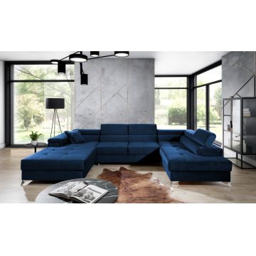 Coltar extensibil dreapta 5 locuri ELTAP, Edr-104, Eduardo, 337x205x88 cm, lemn/poliester, albastru inchis