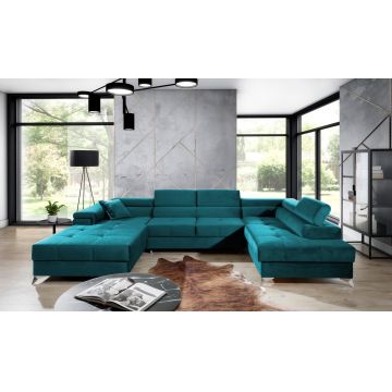 Coltar extensibil dreapta 5 locuri ELTAP, Edr-106, Eduardo, 337x205x88 cm, lemn/poliester, turcoaz