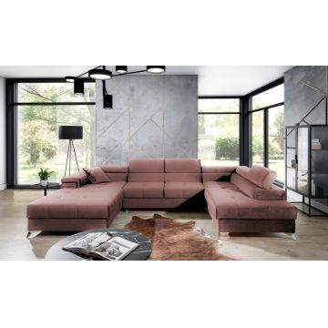 Coltar extensibil dreapta 5 locuri ELTAP, Edr-108, Eduardo, 337x205x88 cm, lemn/poliester, roz