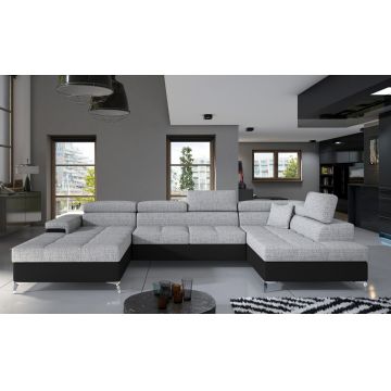 Coltar extensibil dreapta 5 locuri ELTAP, Edr-30, Eduardo, 337x205x88 cm, lemn/poliester, gri/negru