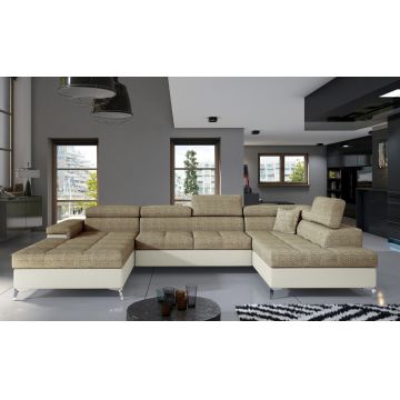 Coltar extensibil dreapta 5 locuri ELTAP, Edr-31, Eduardo, 337x205x88 cm, lemn/poliester, bej/crem