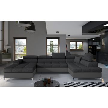Coltar extensibil dreapta 5 locuri ELTAP, Edr-33, Eduardo, 337x205x88 cm, lemn/poliester, gri inchis/gri