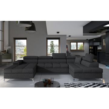 Coltar extensibil dreapta 5 locuri ELTAP, Edr-34, Eduardo, 337x205x88 cm, lemn/poliester, gri inchis
