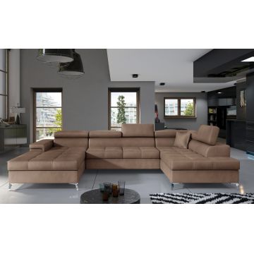 Coltar extensibil dreapta 5 locuri ELTAP, Edr-36, Eduardo, 337x205x88 cm, lemn/poliester, maro deschis