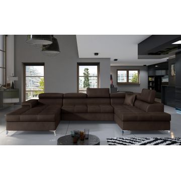Coltar extensibil dreapta 5 locuri ELTAP, Edr-38, Eduardo, 337x205x88 cm, lemn/poliester, maro inchis