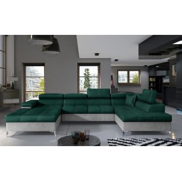 Coltar extensibil dreapta 5 locuri ELTAP, Edr-39, Eduardo, 337x205x88 cm, lemn/poliester, verde inchis/gri
