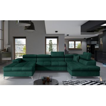 Coltar extensibil dreapta 5 locuri ELTAP, Edr-40, Eduardo, 337x205x88 cm, lemn/poliester, verde inchis